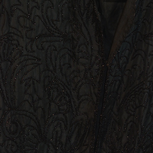 BEADED VEST 100% SILK BLACK SZ 1X Angels - Picture 4 of 8